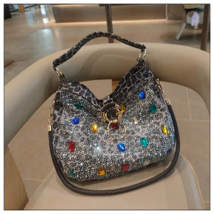 Luxury Genuine Leather Portable Women's Bag Leisure Large Capacity Diamond Tote Bag Shoulder Crossbody Bucket Bags Fashion 2026