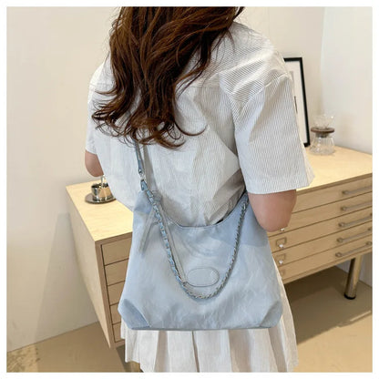 New Summer Chain Commuting Bag, Casual Student Soft Face Large Capacity Bag for Women, Fashion Single Shoulder Crossbody Bags