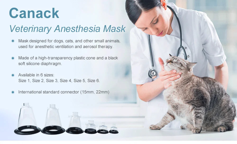 Animal Anesthesia Mask Medical Grade PVC Transparent Dome With Silicone Protective Film Fixing Ring For Pet Veterinary Equipment