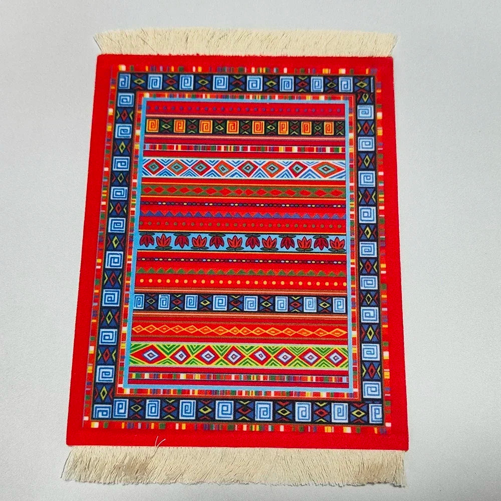Woven flower Persian carpet small coaster wholesale merchants cheap mouse pad desk mat retro style rubber non-slip computer mats