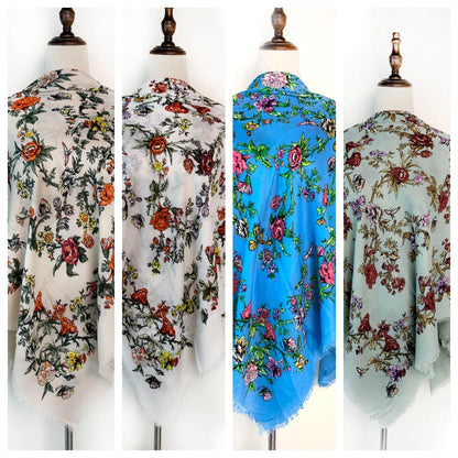 130*130cm Breathable Thin Russian National Square Scarf Women Luxury Floral Print Ethnic Shawl Bandana Foulard Femme Beach Stole