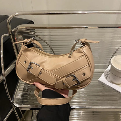 Y2K VintagePULeather WomenShoulderBag Small Crossbody Bag for Women Fashion Ladies Underarm Bag Clutch Purse Female Handbag