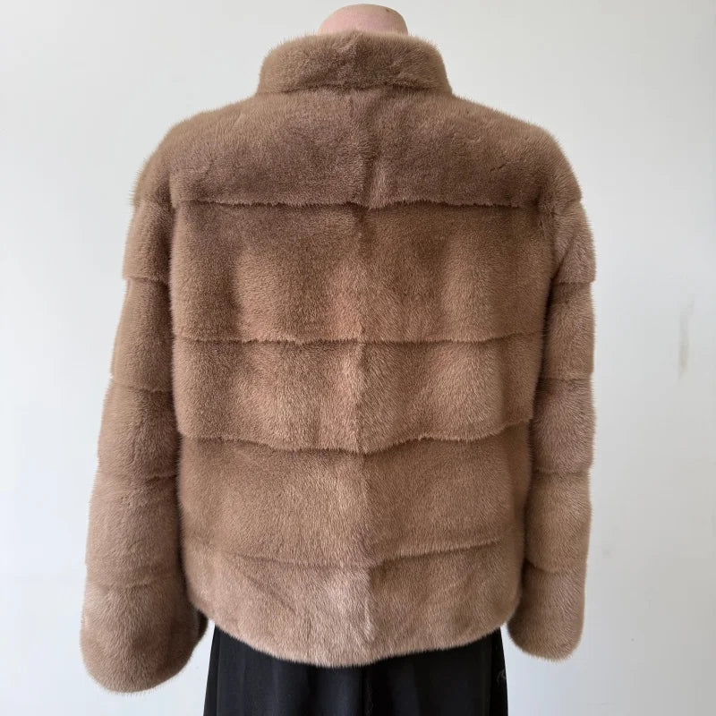 Handmade natural mink fur. Women's short coat