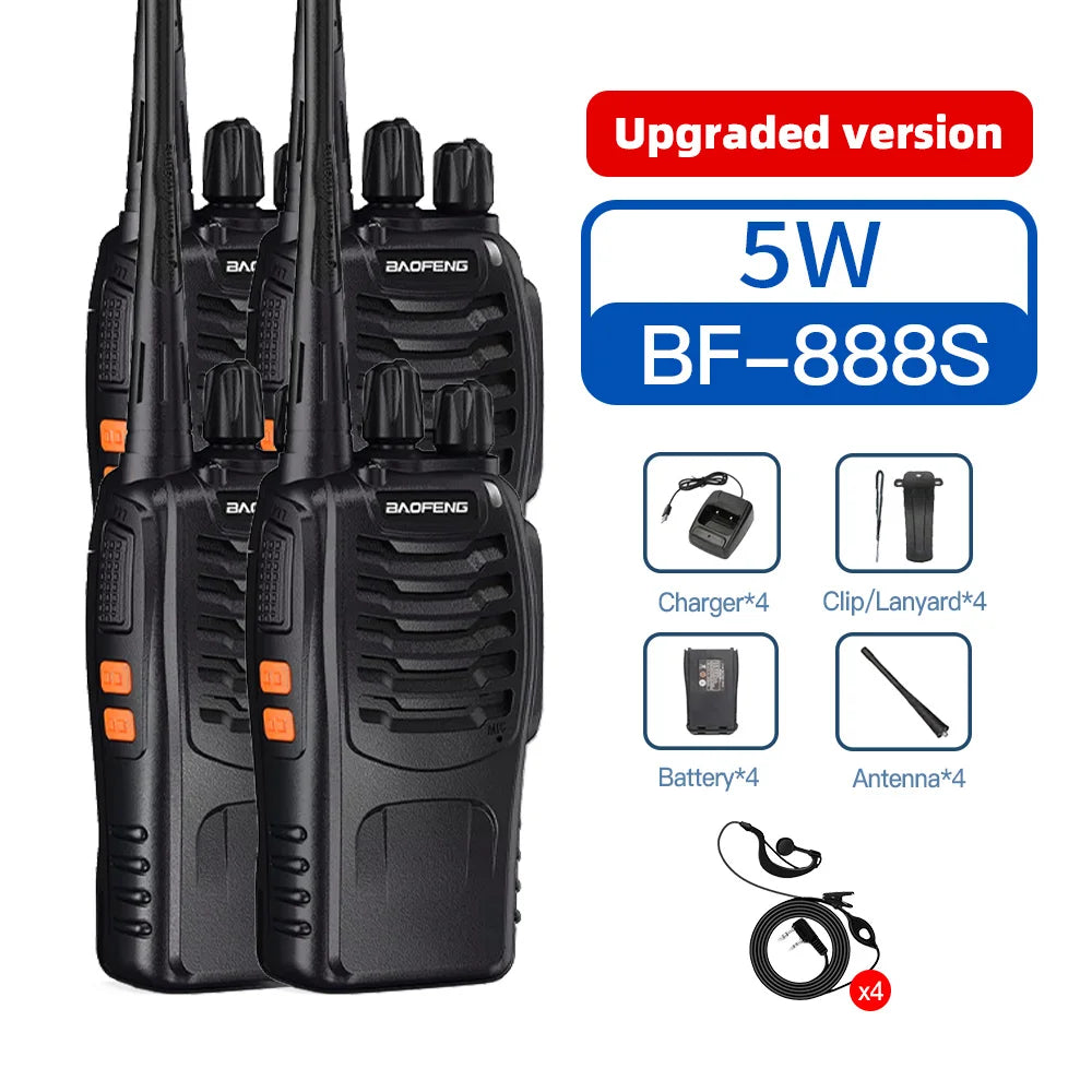 2/4/6PCS Baofeng BF-888S UHF Two-Way Radio 400-470MHz 16CH With Headset 5km Long Range Walkie Talkie Self-Driving Travelling
