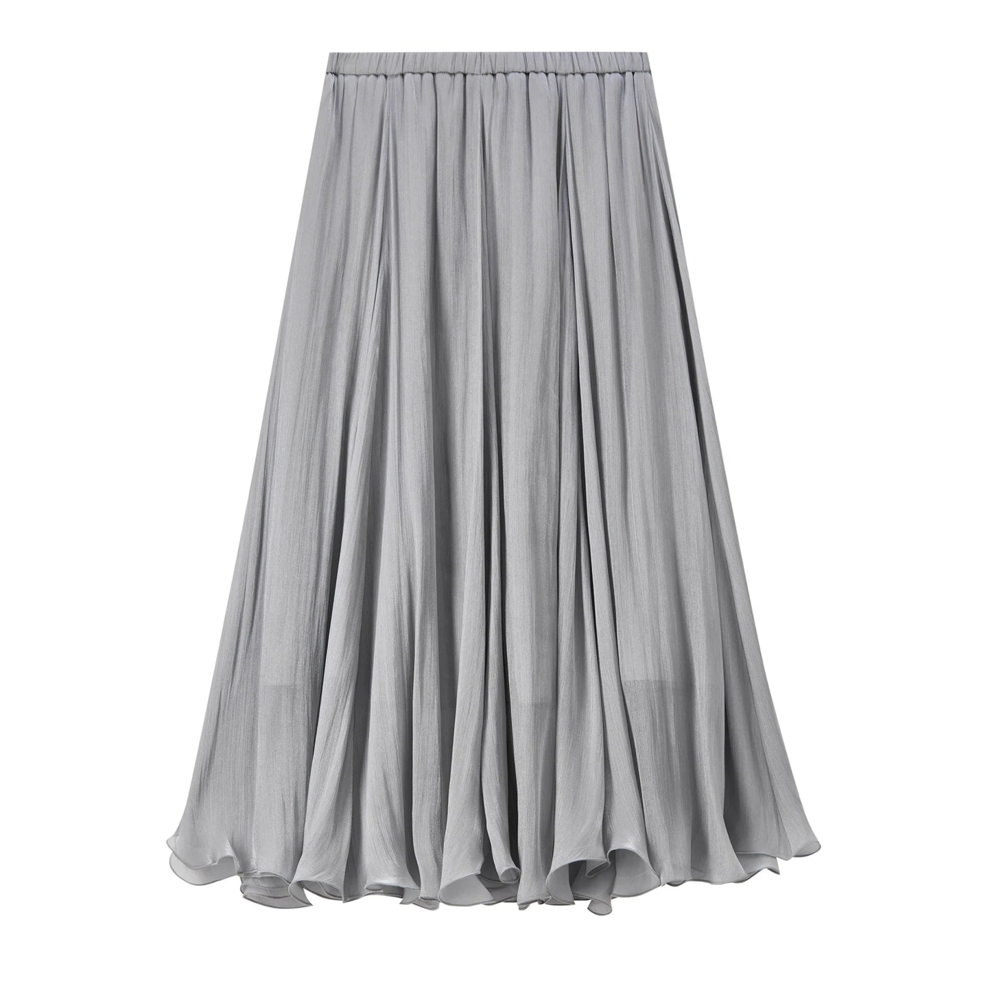 SENTUBILA Women's Summer Skirt 2026 Elegant Elastic Waist Sheen Flowy A Line Long Skirt for Woman Ladies Clothes 162QG4909