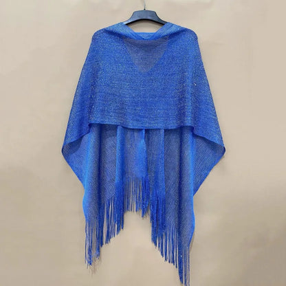 Summer Sun Protection Scarf Gold Silver Tassels Wedding Scarf Elegant Temperament Dresses Shawls for Women