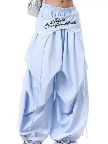 Women Y2K Wide Leg Cargo Pants 2026 Spring Cross-layer Straps Casual Hip Hop Dance Streetwear Trousers Baggy Vintage Fashion