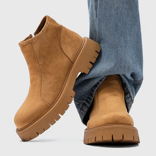 Fashion Design Men's Short Boots High-Top Leather Shoes Hot-selling Male Ankle Boots Leisure Walk Motorcycle Botas Outdoor Shoes