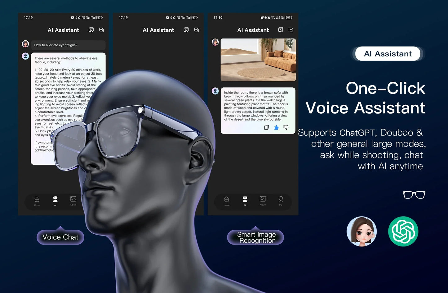 Smart Glasses IP65 Waterproof Connect To Mobile APP Video and Photo Translation AI Language Assistant Bluetooth Smart Glasses