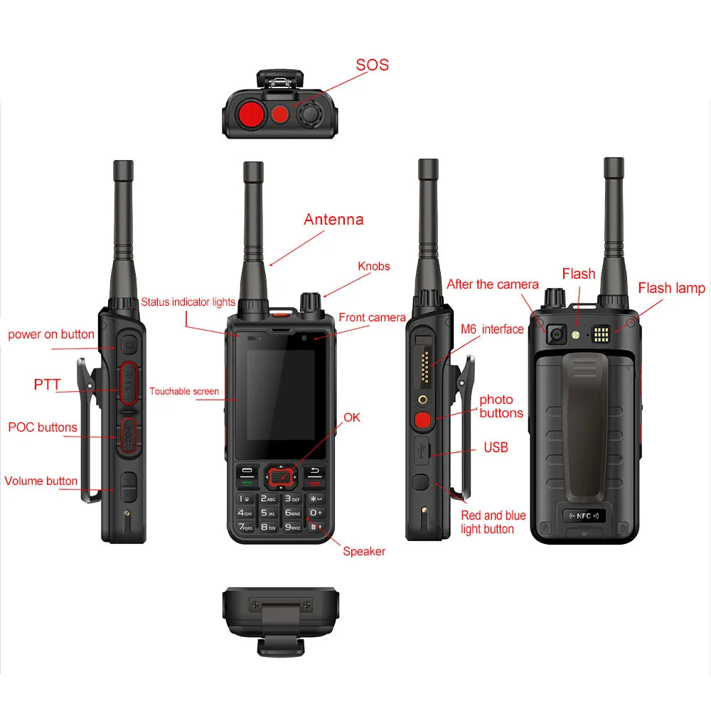 ANYSECU 4G Network Radio W6PRO Android 12 Work with Real-ptt Zello WIFI UHF 400-480mhz DMR Digital Radio