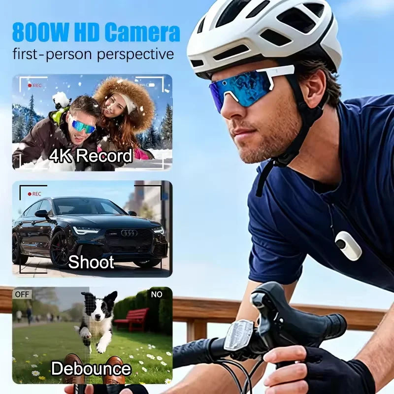 Outdoors Cycling AI Smart Glasses with Camera 1200P Video Recording Anti-Shake Shooting AI  Voice Translation Windproof Goggles