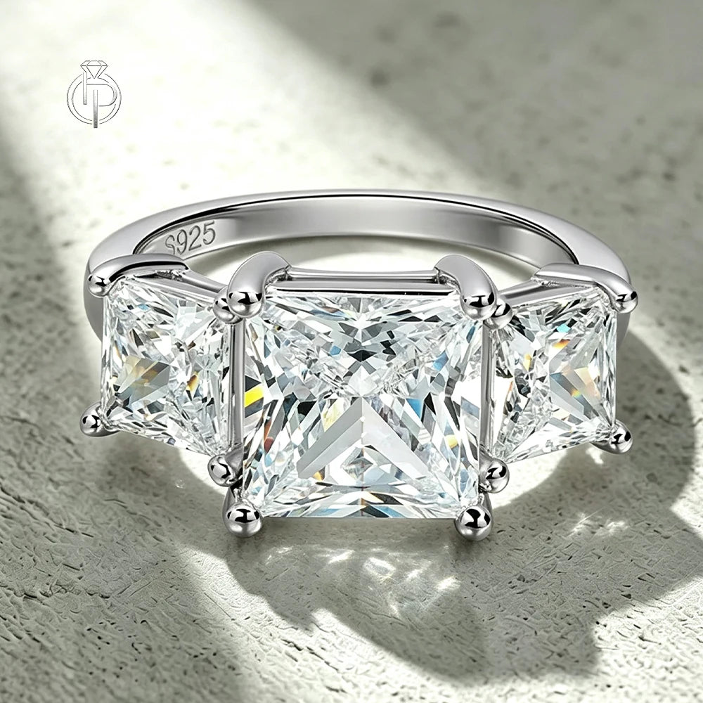 HORRIPAL New Princess Cut Moissanite Ring for Women High Quality S925 Sterling Silver GRA Wedding Engagement Shiny Fine Jewelry