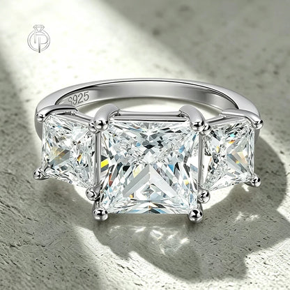 HORRIPAL New Princess Cut Moissanite Ring for Women High Quality S925 Sterling Silver GRA Wedding Engagement Shiny Fine Jewelry