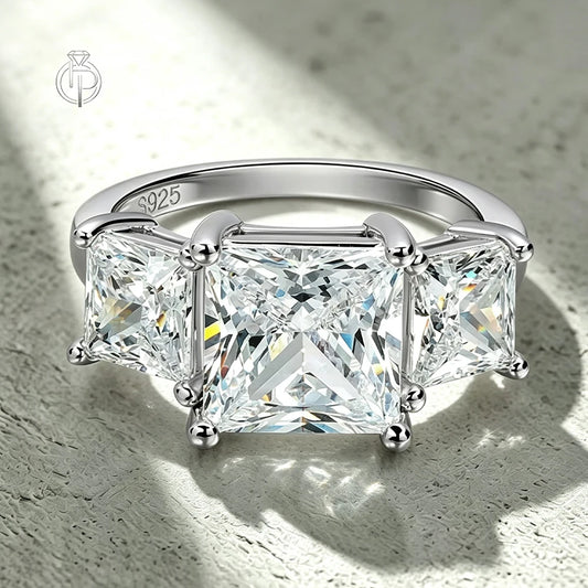 HORRIPAL New Princess Cut Moissanite Ring for Women High Quality S925 Sterling Silver GRA Wedding Engagement Shiny Fine Jewelry