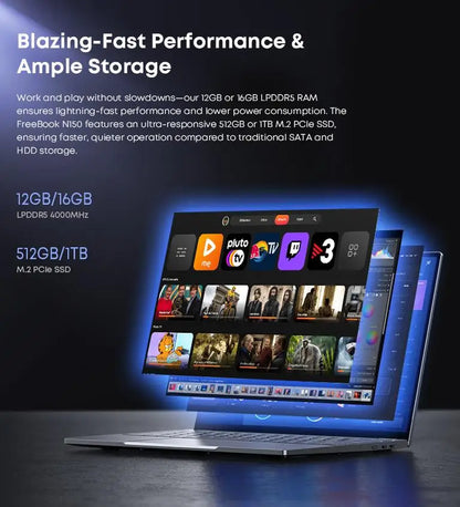 CHUWI FreeBook 2-in-1 Touch Screen Laptop 13.4'' Intel N150 16GB LPDDR5 RAM 512GB SSD FHD 2520x1680 WiFi6 BT5.2 Windows 11