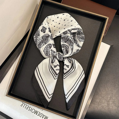 2025 New Paisley Print Silk Scarf for Women Square Hijab Soft Neck Tie Female Fashion Decoration Silk Headscarf 70*70cm Kerchief