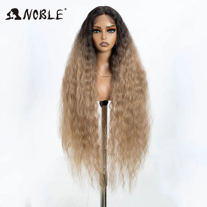 Noble Cosplay Synthetic Lace Wigs For Black Women Long Curly Hair 42 Inch Cosplay Blonde Ombre Lace Front Wig Synthetic Lace Wig