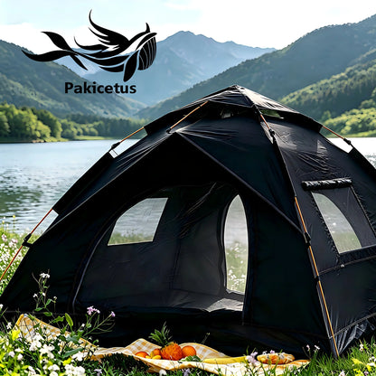 PAKICETUS 1/2/3 Person Instant Dome Tent, 60 Seconds Quick Automatic Setup Dual Doors Portable Pop Up Tent with Carry Bag, Lightweight Backpacking Tent for Outdoor Adventure Hiking Backyard Use