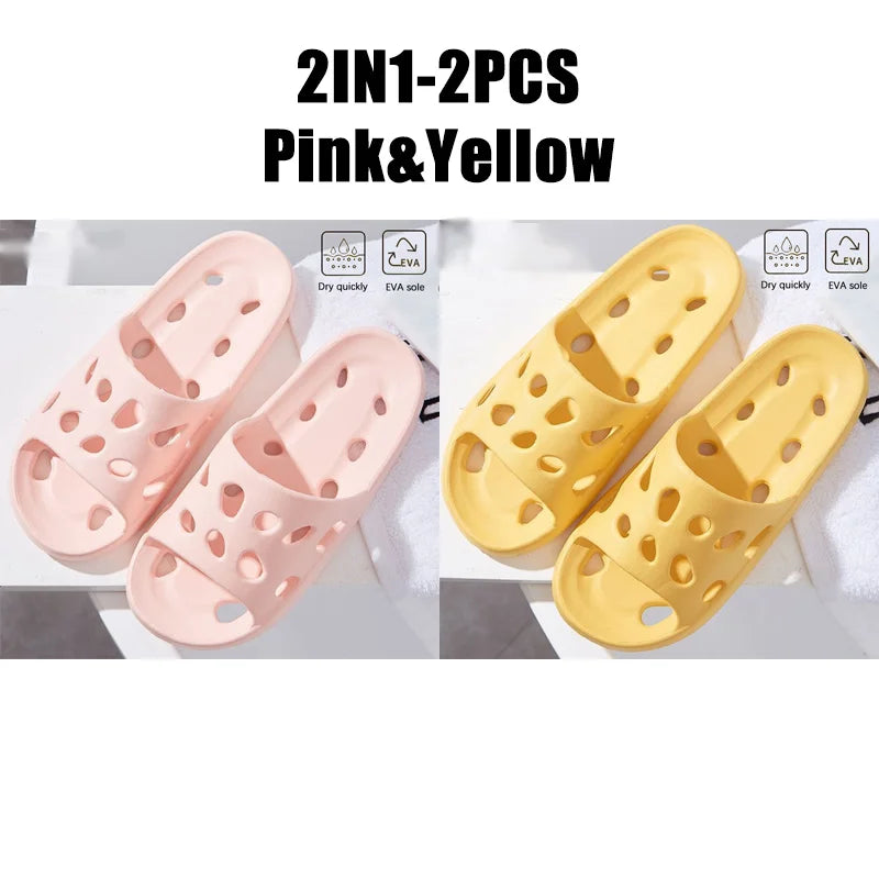 Bathroom House Cheese Slippers Light Weight Water Leaky Beach Flip Flop Non-slip Pool Swimming Aqua Shoes