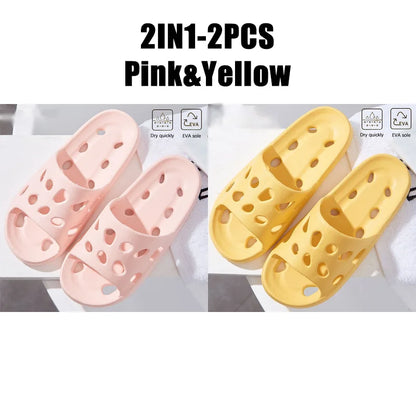 Bathroom House Cheese Slippers Light Weight Water Leaky Beach Flip Flop Non-slip Pool Swimming Aqua Shoes