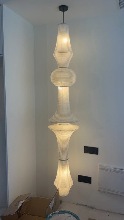Nordic Wabi Sabi Wind Rice Paper Led Pendant Lights Living Room Bedroom Corner Chandelier Duplex Loft Home Decor Bedside Lamp