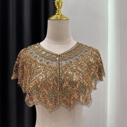 Vintage Sequin Embellished Flapper Shawl Beaded 1920s Sequin Shoulder Shawl Short Outerwear Women