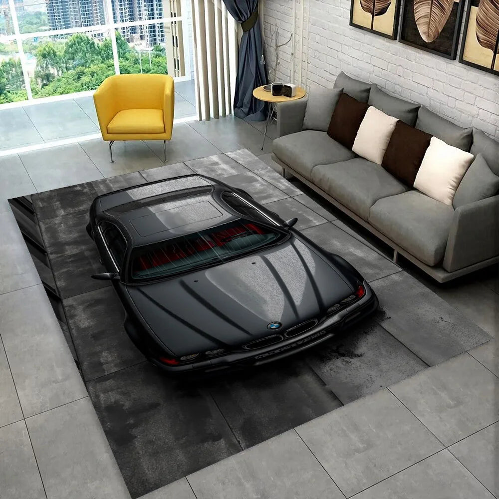 3D E36 Racing Car Motorcycle Rug Carpet for Living Room Bedroom Decor,kids Play Non-slip Decoration for Sofa Doormat Gift