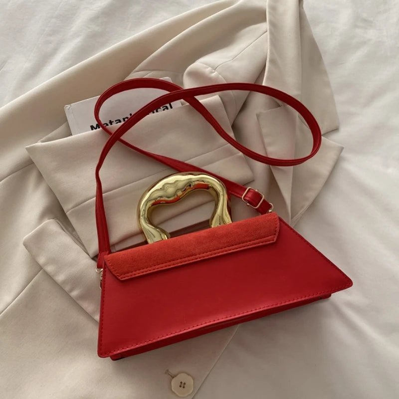French Style Light Luxury Large Capacity, New Minimalist Design Casual Metal Hand-held Shoulder Crossbody Bags for Women