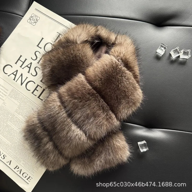 Thick Fashionable Plush Scarf Women's Imitation Mink Fur Y2K Girl Scarf for Warm Ladies Faux Raccoon Fur Scarf