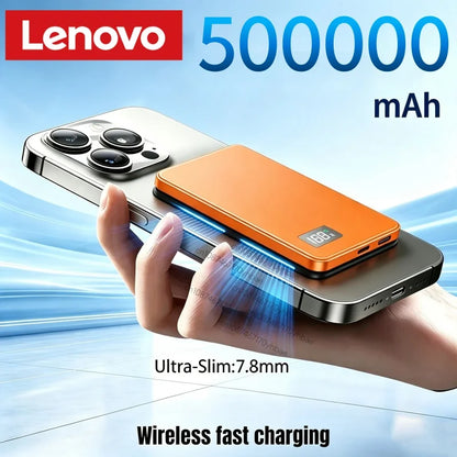 Lenovo Wireless Magnetic 500000mAh Power Bank Fast Charging Portable PD22.5W External Battery for Magsafe for iPhone17 Samsung