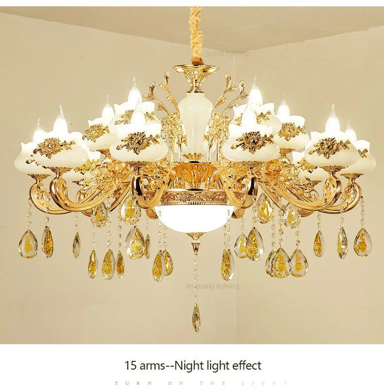 Nordic Luxury Gold Crystal LED Ceiling Chandelier LOFT Villa Lustre LED Pendant Lamp Living Room Hotel Hall Decor Hanging Lamps