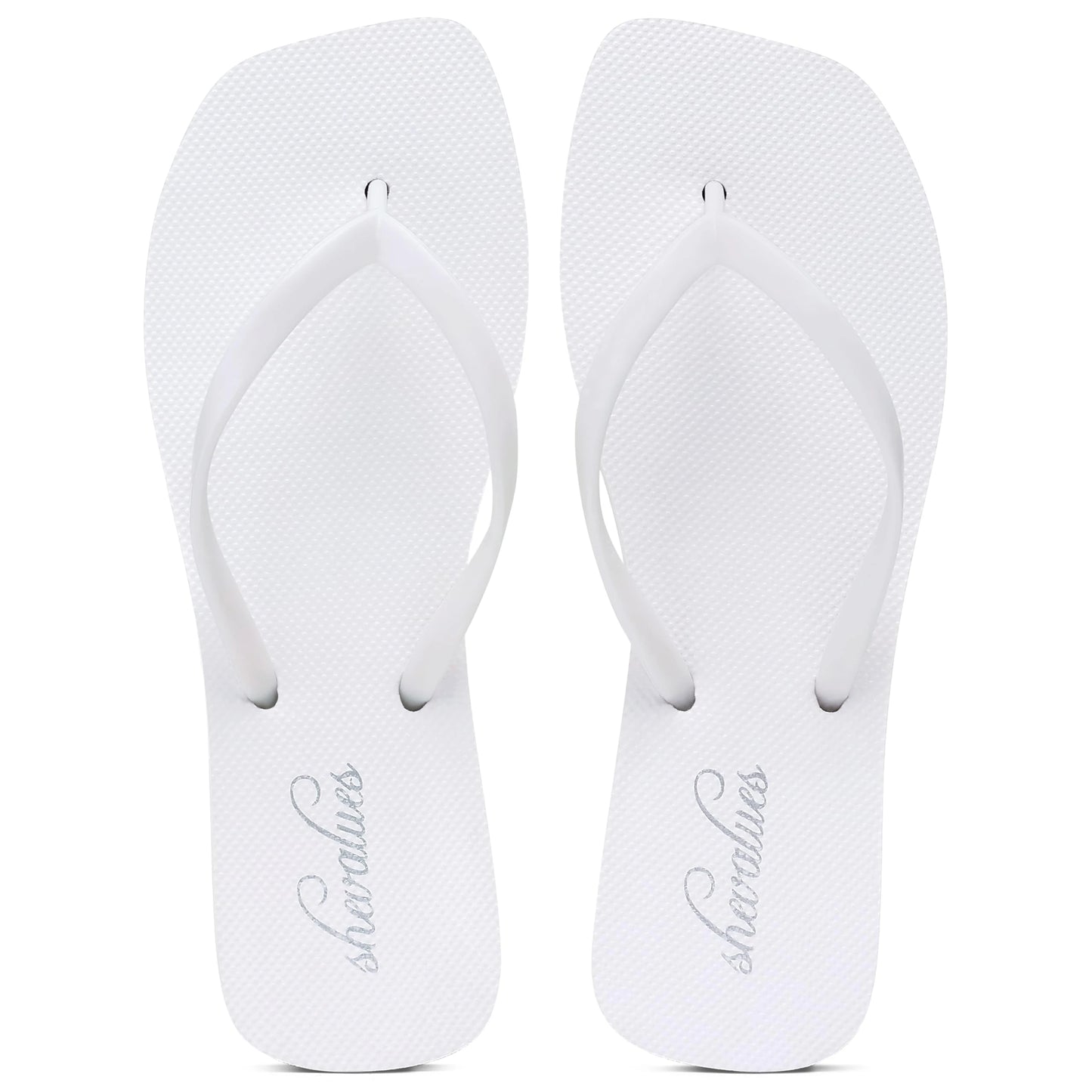 Evshine Women's Square Toe Flip Flops Summer New Comfort Rubber Beach Thong Sandals Lightweight Pool Slides Bath Shower Slippers