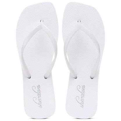 Evshine Women's Square Toe Flip Flops Summer New Comfort Rubber Beach Thong Sandals Lightweight Pool Slides Bath Shower Slippers