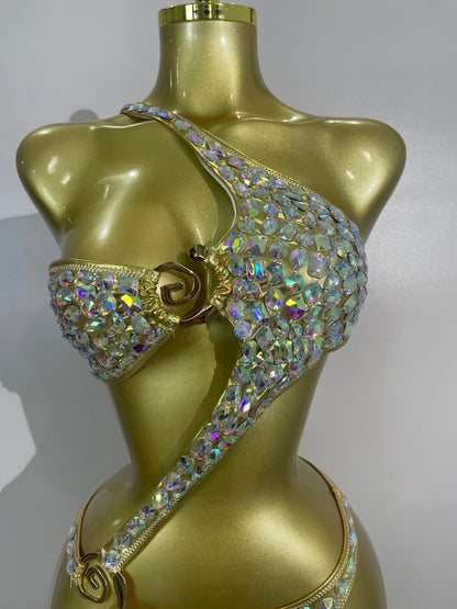 Sexy Sparkly Diamonds Swimsuit Bar Bikini 2026 Fashion Women Crystal Handmade One-piece Bodysuit Swimsuit Stage Photoshoot Wear