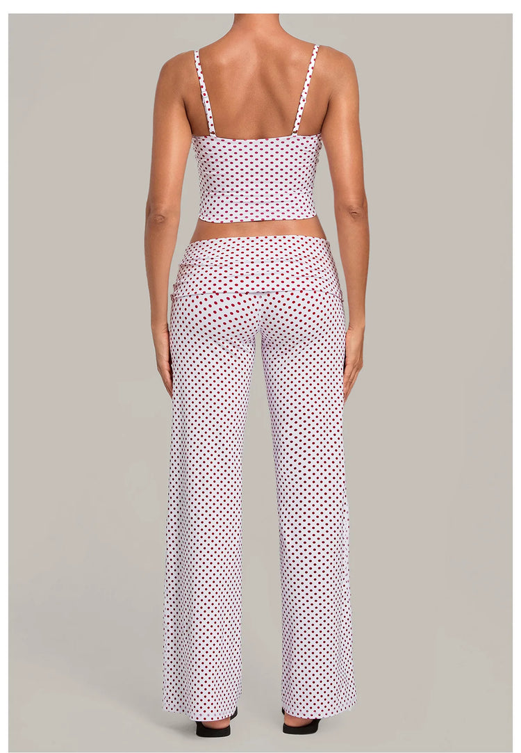 2PCS Stripes And Polka Dots Yoga Suit Women Tracksuits Sports Outfits Gym Clothes Breathable Sports Bra Fitness Flared Pants Set