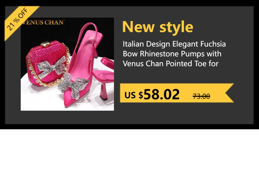 Venus Chan 2026 Elegant Women's Pointed Toe Heels - Wine Color Full Diamond Pumps with Matching Italian Shoes & Bags Set