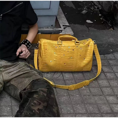 Luxury Large-capacity Travel Handbag For Women Versatile Crocodile Pattern Crossbody Bag Fashion Diamond Design Commuter Bag