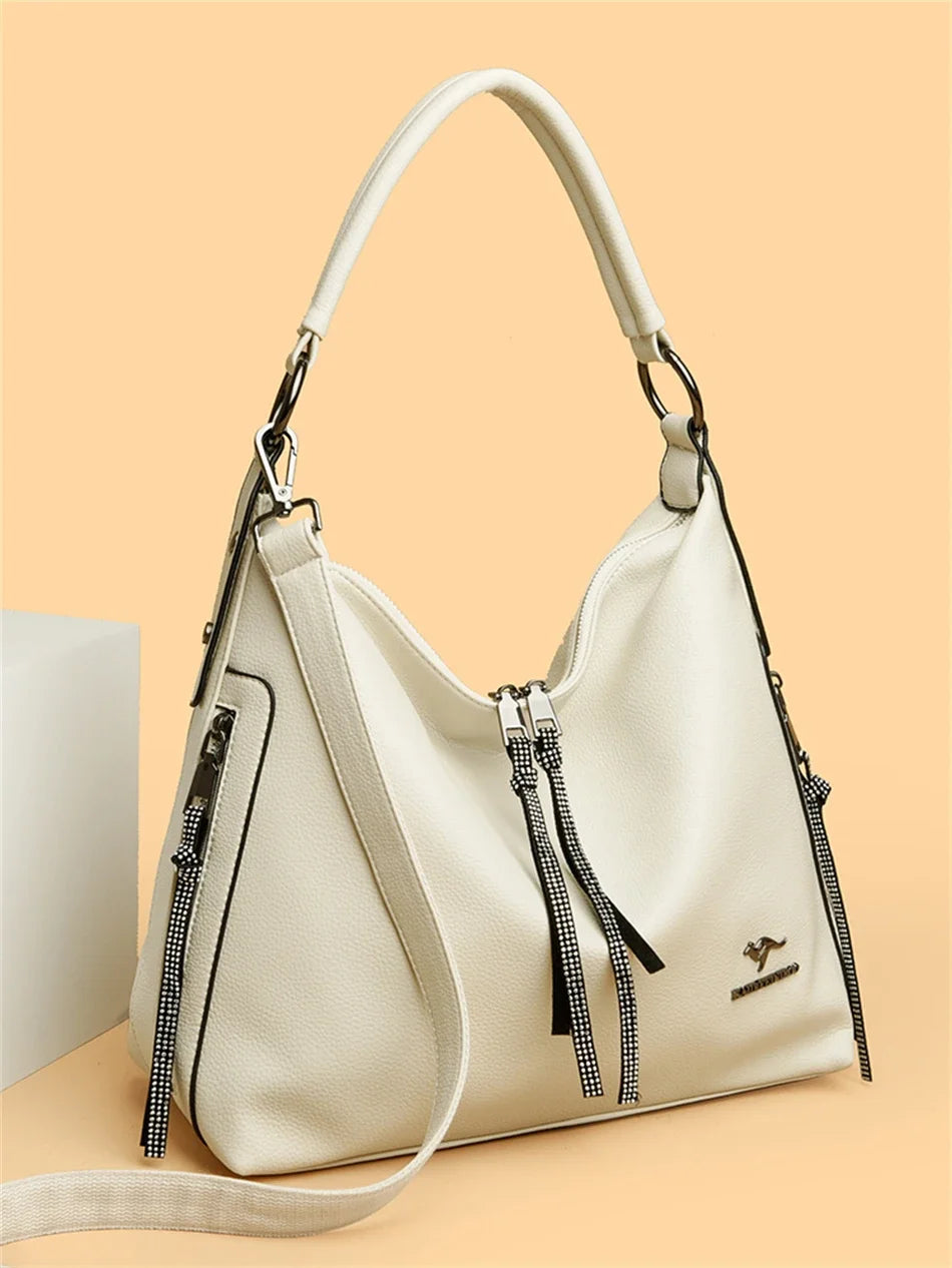 2024 Women High Quality Leather Shoulder Bag Top-handle Bags Casual Large Capacity Messenger Bags Luxury Designe Ladies Handbags