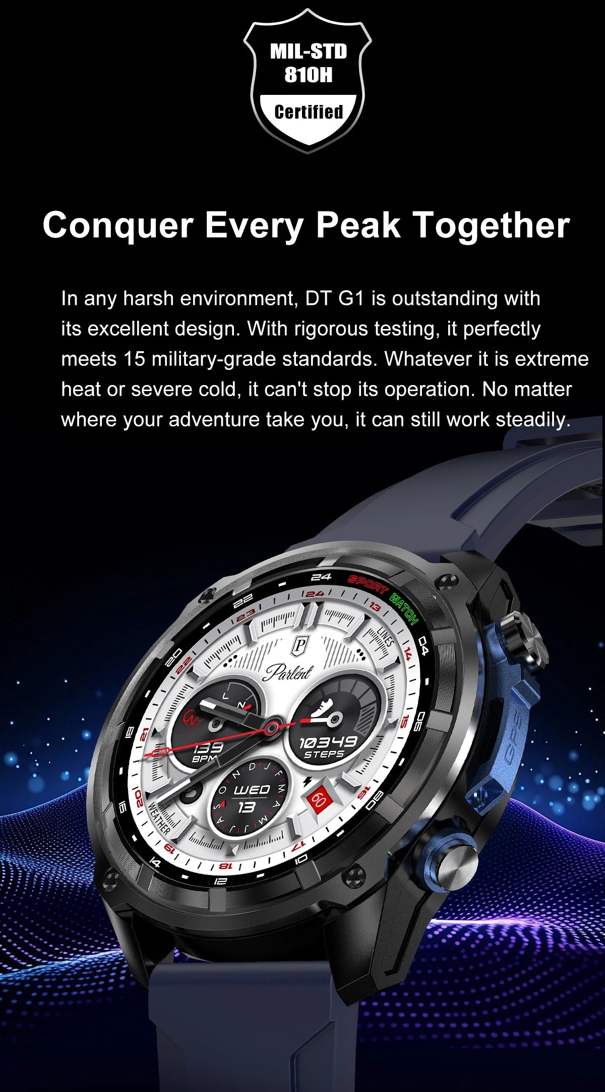 2025 New Tactical Smartwatch Built-in GPS Offline Map 4GB Memory 5ATM IP69K Swimming Waterproof Men Militray Smart Bracele