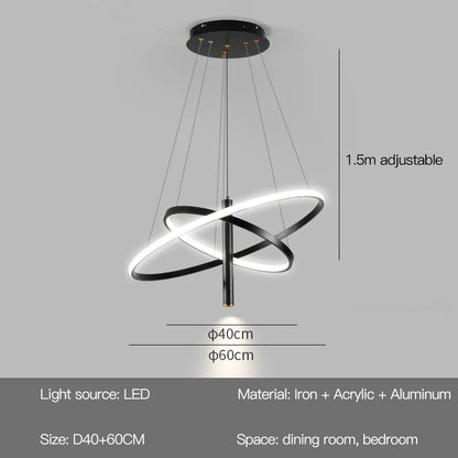 Modern Round LED Chandeliers for Living Room Dining Room Kitchen Island Luster Pendant Lights Fixture Home Decor Indoor Lighting