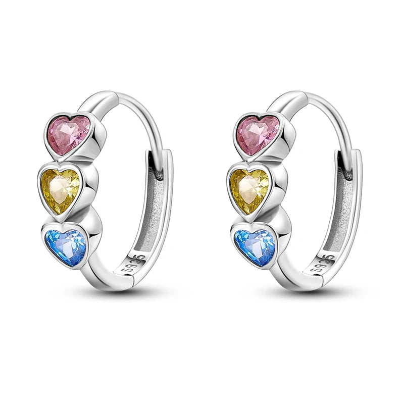 925 Sterling Silver Star Moon Heart Shape Earrings Jewelry Versatile Hoop Earrings For Women Jewelry Fine Birthday Party Gifts