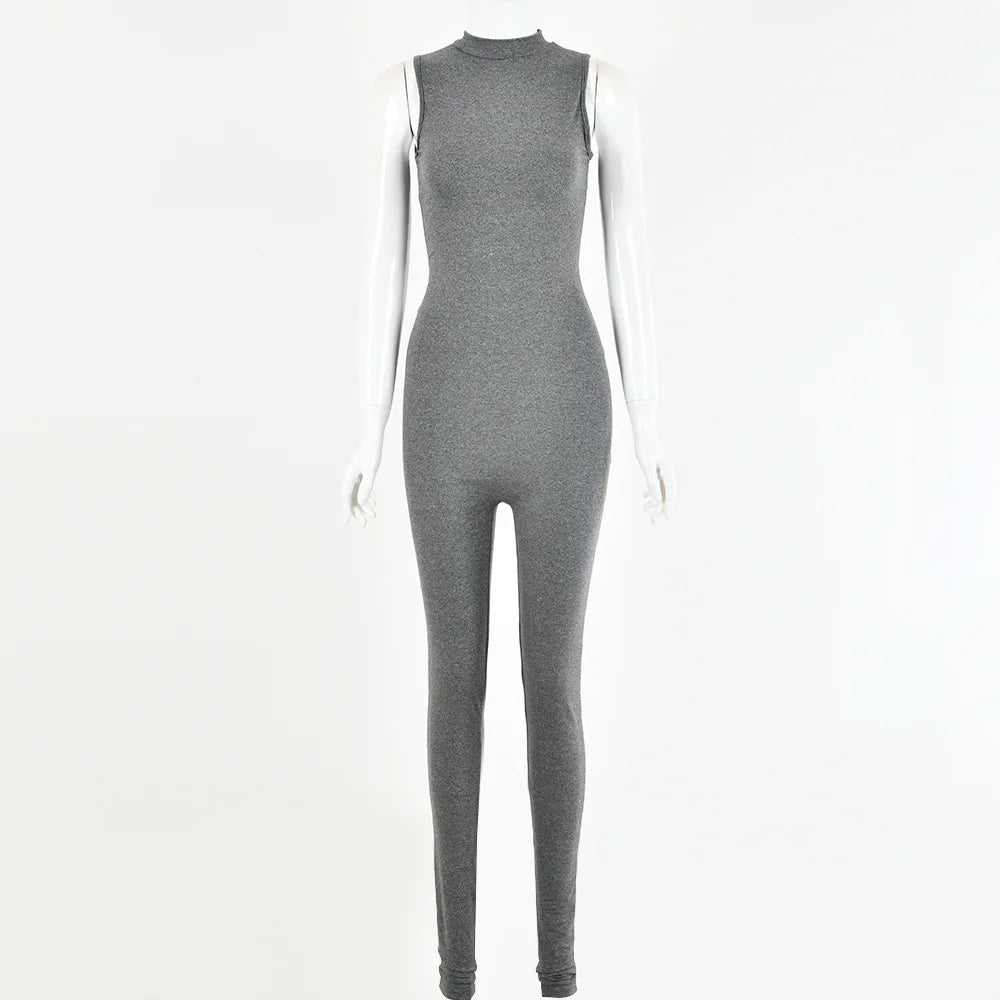 Hot selling 2022 summer new women's sleeveless slim fitting high waisted sports jumpsuit
