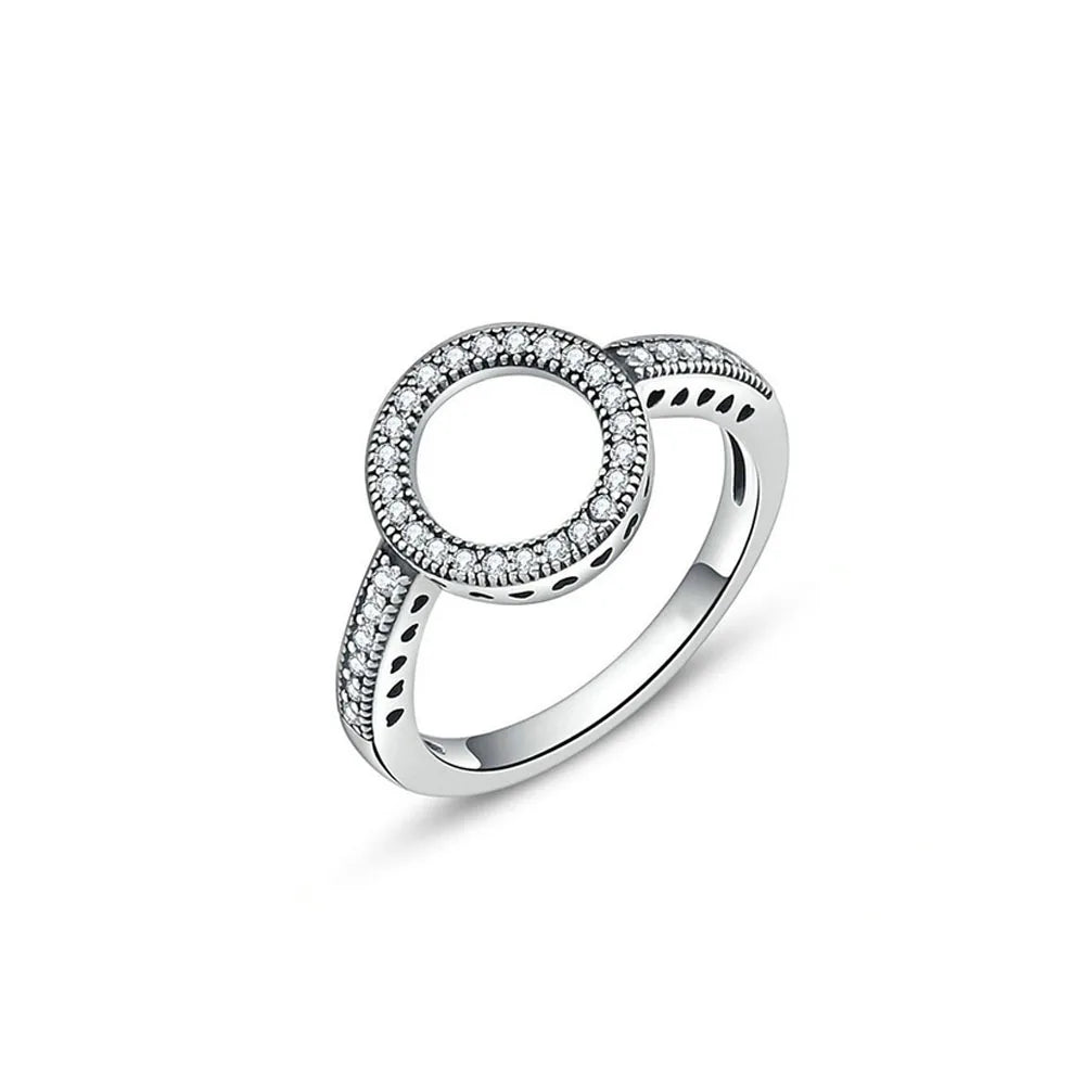 European New 925 Silver Heart-Shaped,Floral,Square Ring Suitable for Exquisite High-Quality Jewelry for Women at Wedding Parties