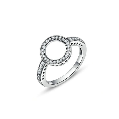 European New 925 Silver Heart-Shaped,Floral,Square Ring Suitable for Exquisite High-Quality Jewelry for Women at Wedding Parties