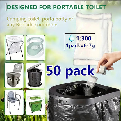 1-100 Pieces Portable Toilet Absorbent Gel, Camping Toilet Gel Powder, Odor-Control Urine Liquid Waste Gel, Eco Absorbent Gel.