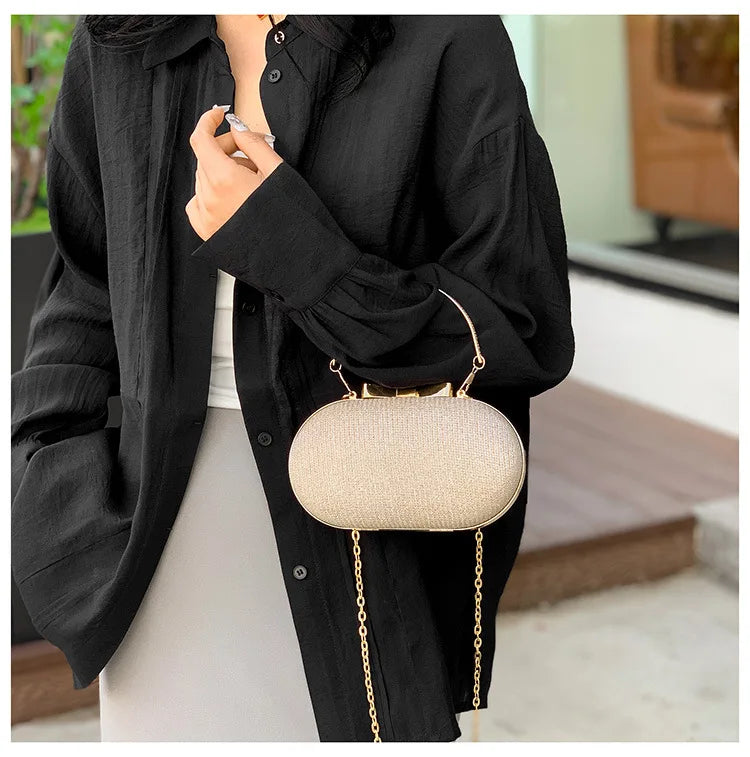 Luxury Sequined Hand-held Dinner Bag, Elegant Style Bag, High-end Chain Single-shoulder Crossbody Bag, Handbag for Wedding Party