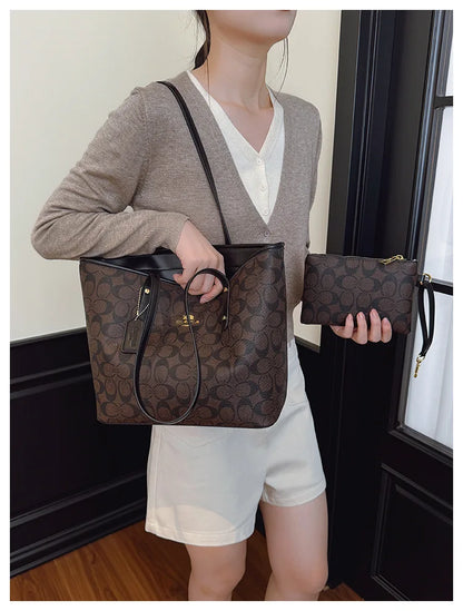 European and American Fashion Printed Large Capacity Women's Bag 2026 New Trendy Retro Luxury Single Shoulder Tote Bag