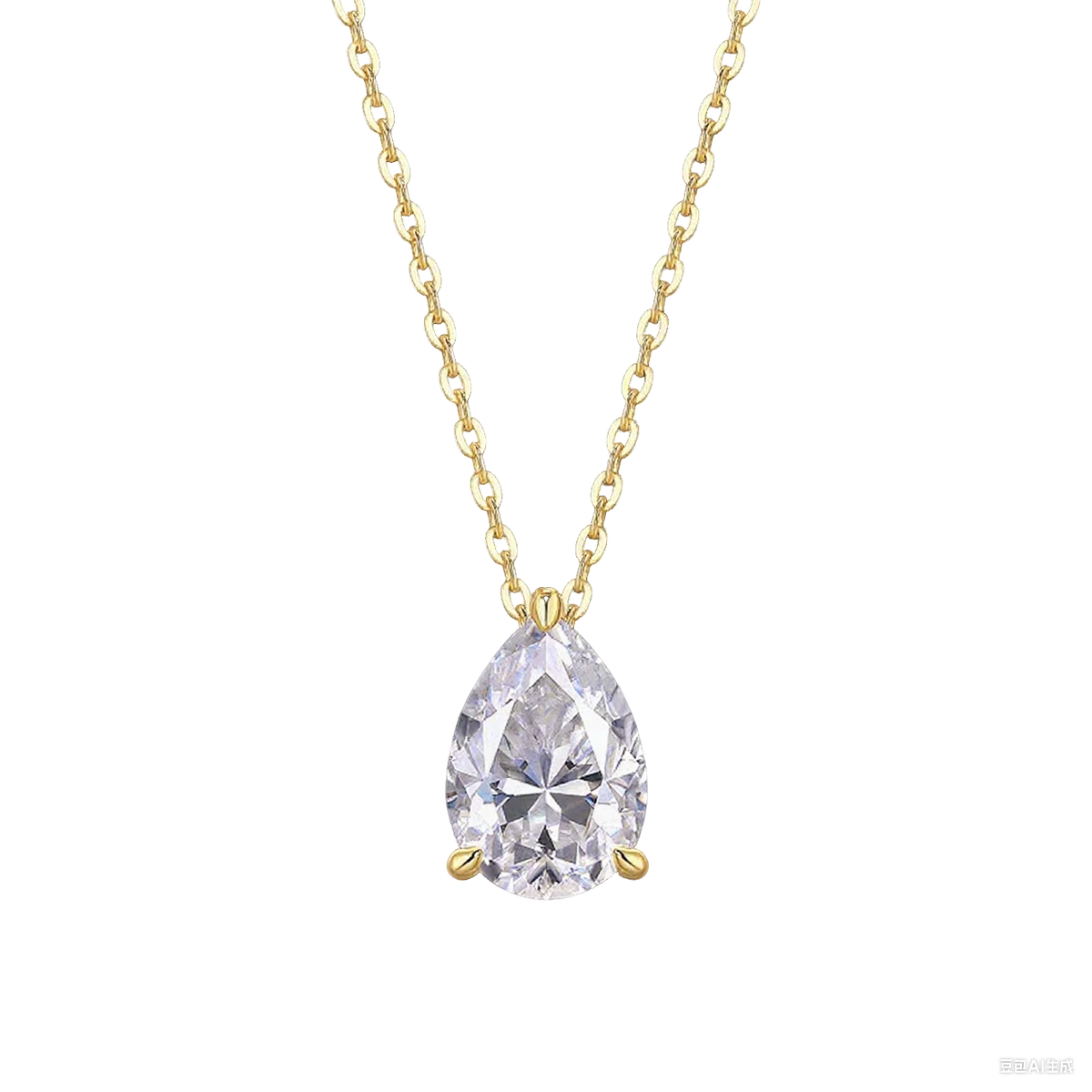 TY Certified 1CT 2CT Pear Cut D VVS1 Moissanite Necklace for Women 18k Gold Plated Jewelry 100% Sterling Silver 925 Pendant