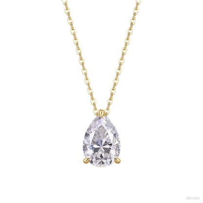 TY Certified 1CT 2CT Pear Cut D VVS1 Moissanite Necklace for Women 18k Gold Plated Jewelry 100% Sterling Silver 925 Pendant