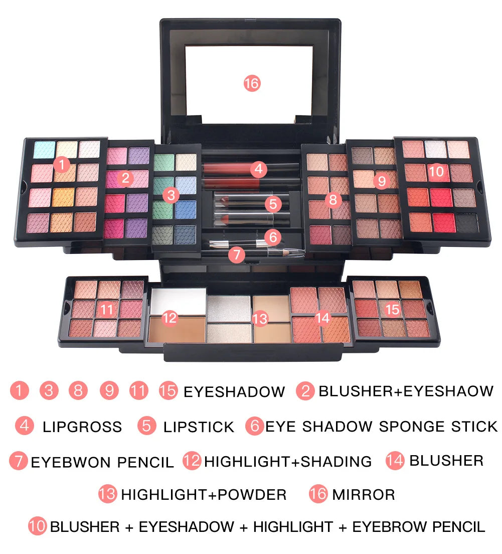 MISS ROSE All In One Makeup Kit for Women Full Set Make up Gift Sets Contour Lipstick Eyeshadow Brushe Multi-Purposes Kits Box